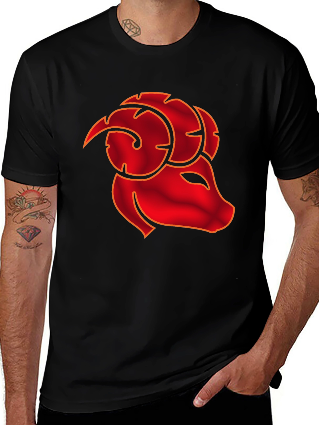 Aries Zodiac T-Shirt - Black Cotton Tee for Men