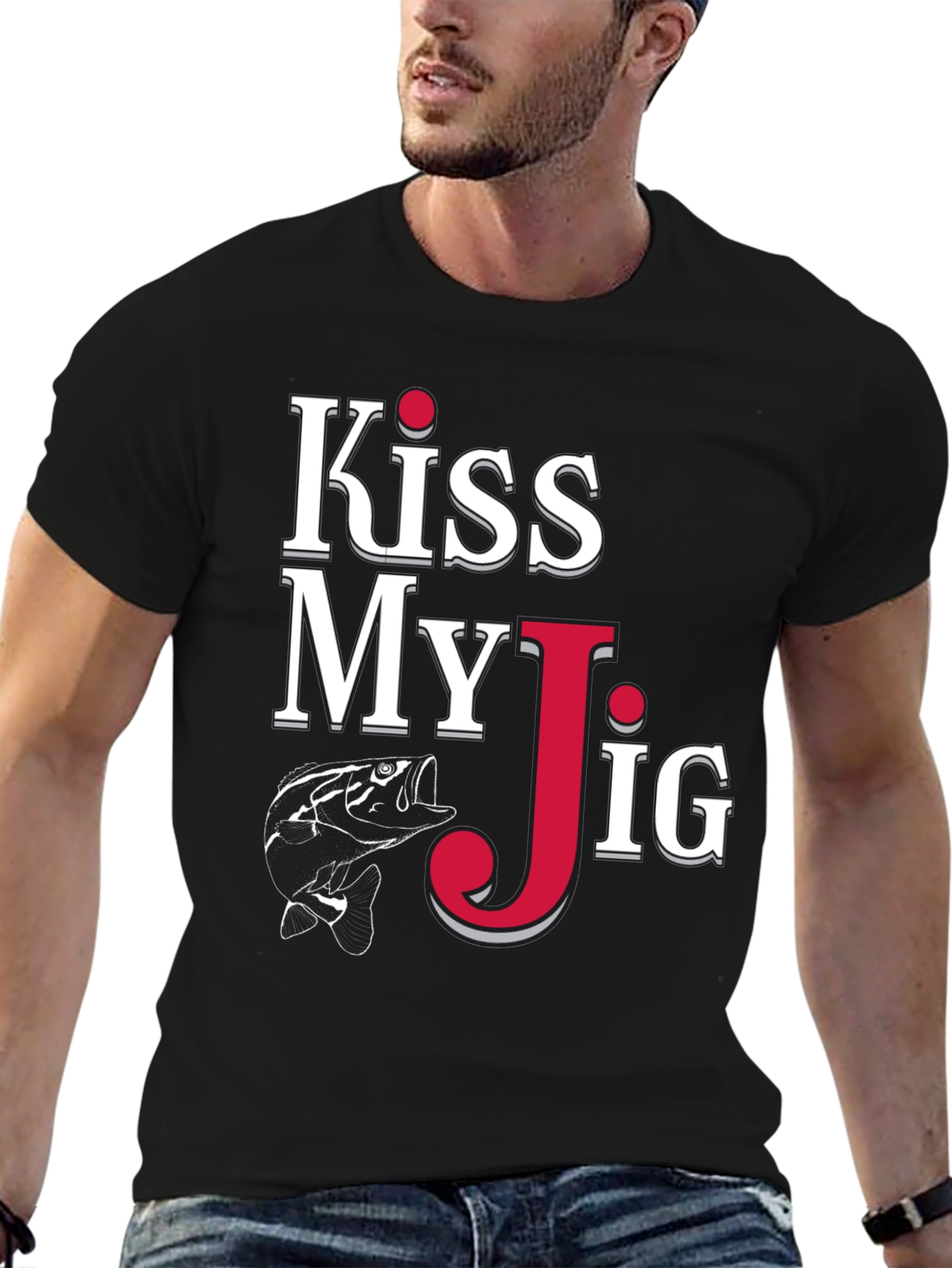 Kiss My Jig Black Fishing T-Shirt