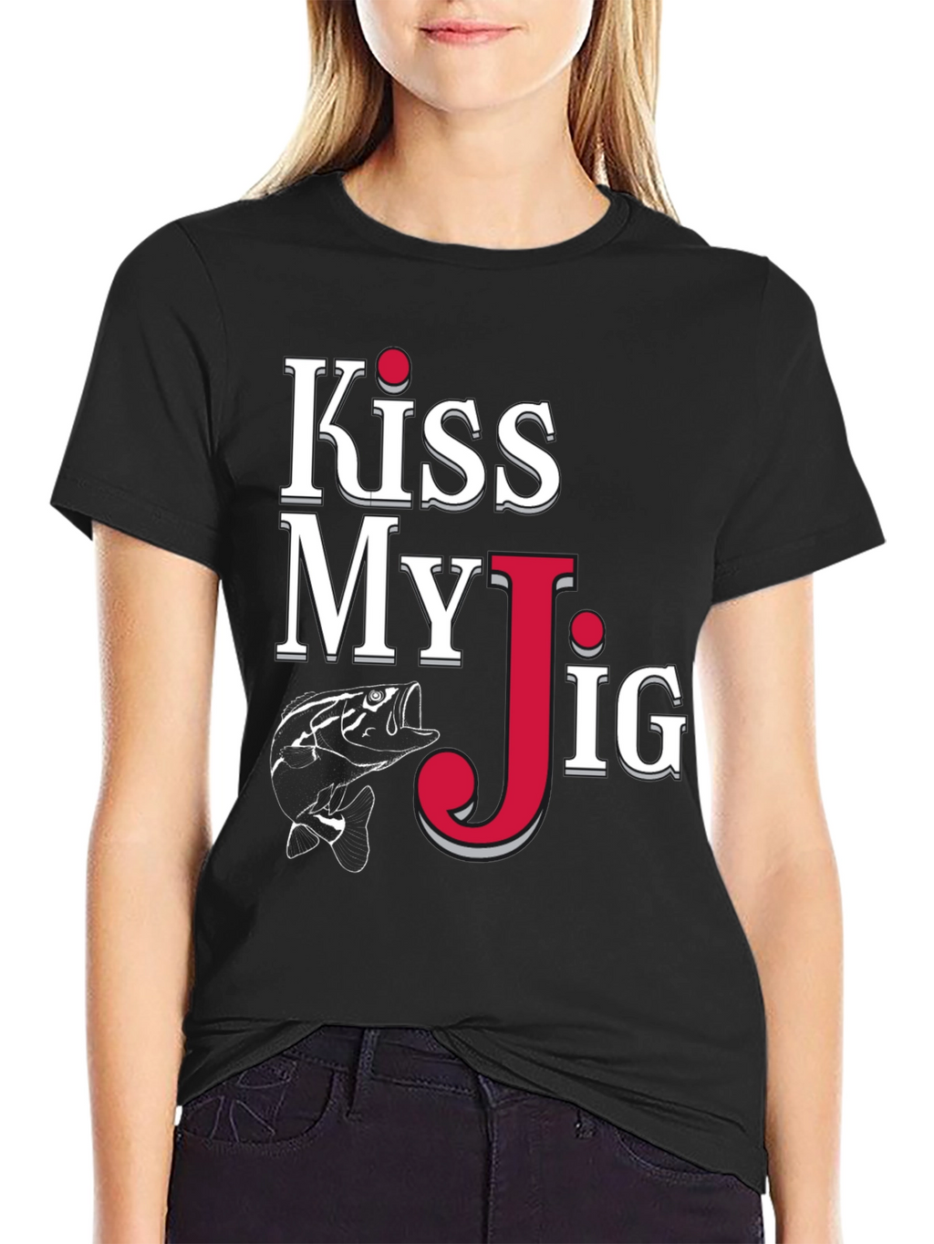 Kiss My Jig Black Fishing T-Shirt