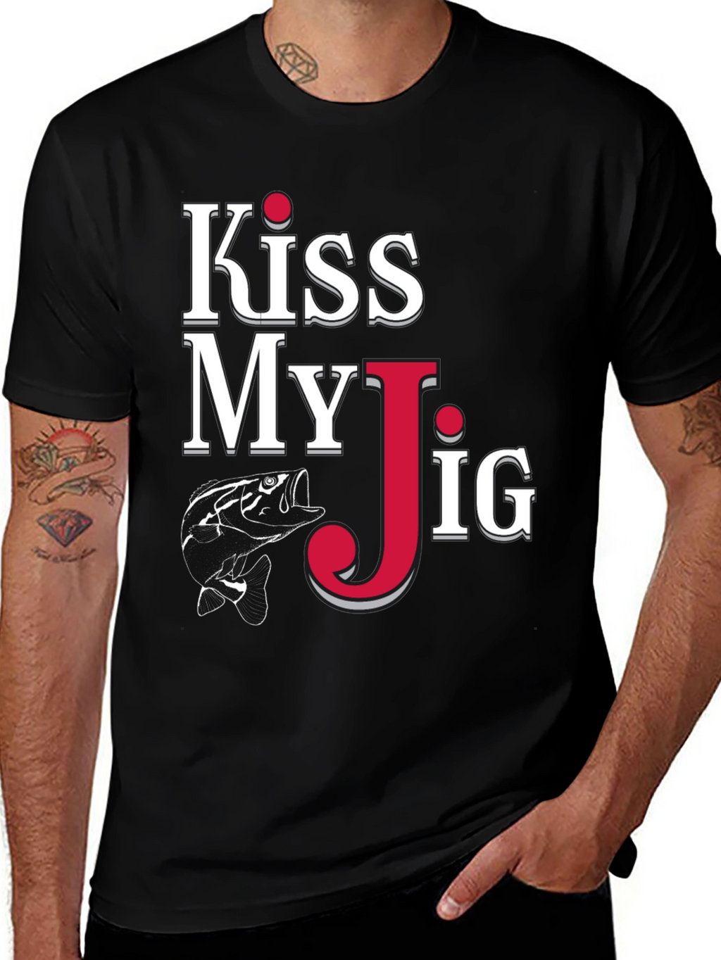 Kiss My Jig Black Fishing T-Shirt