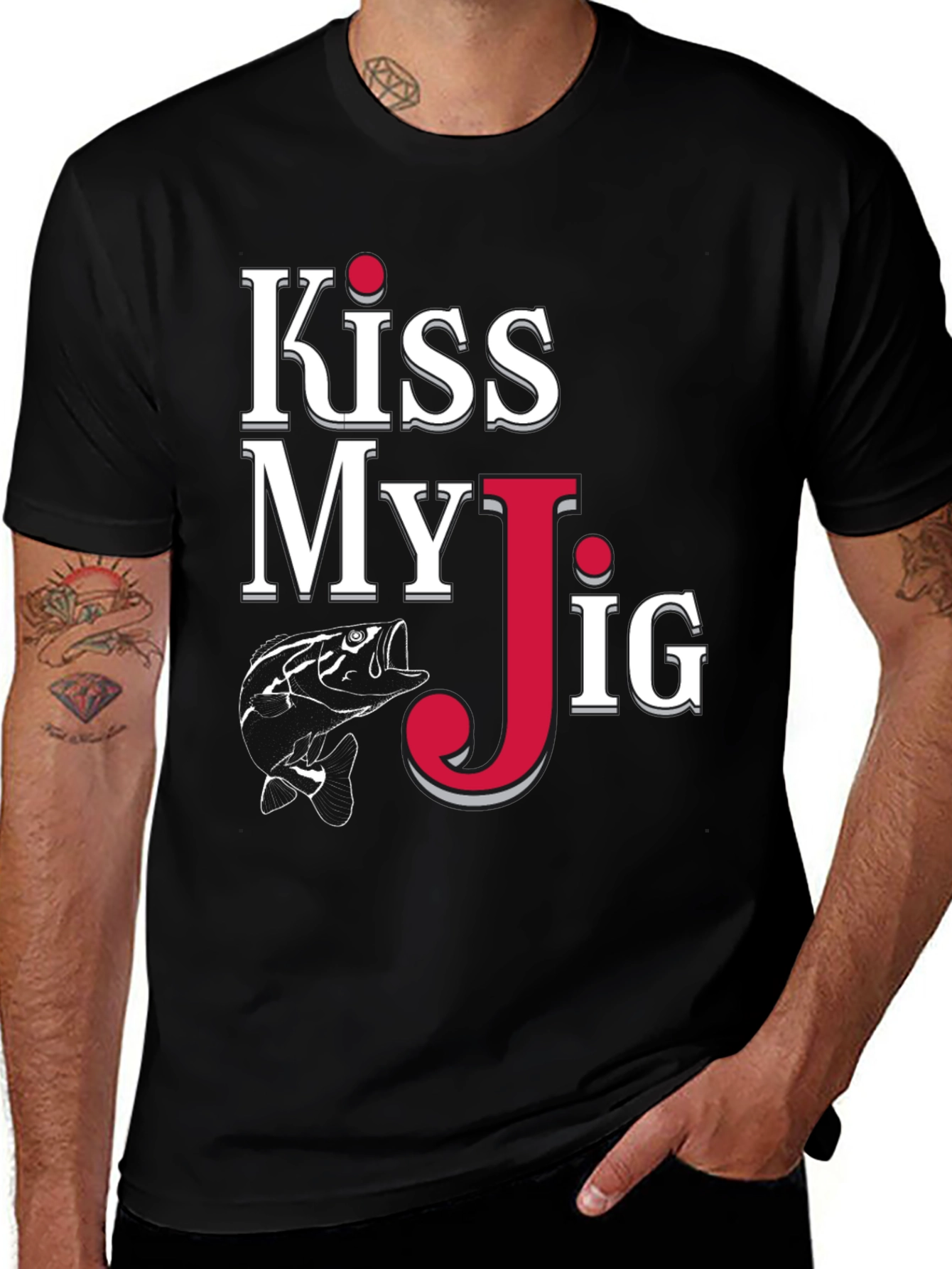 Kiss My Jig Black Fishing T-Shirt