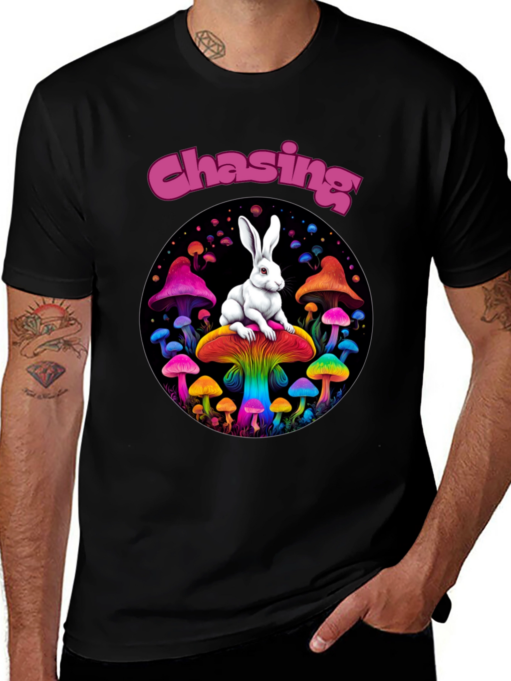 Chasing Rabbit Mushroom Graphic Tee