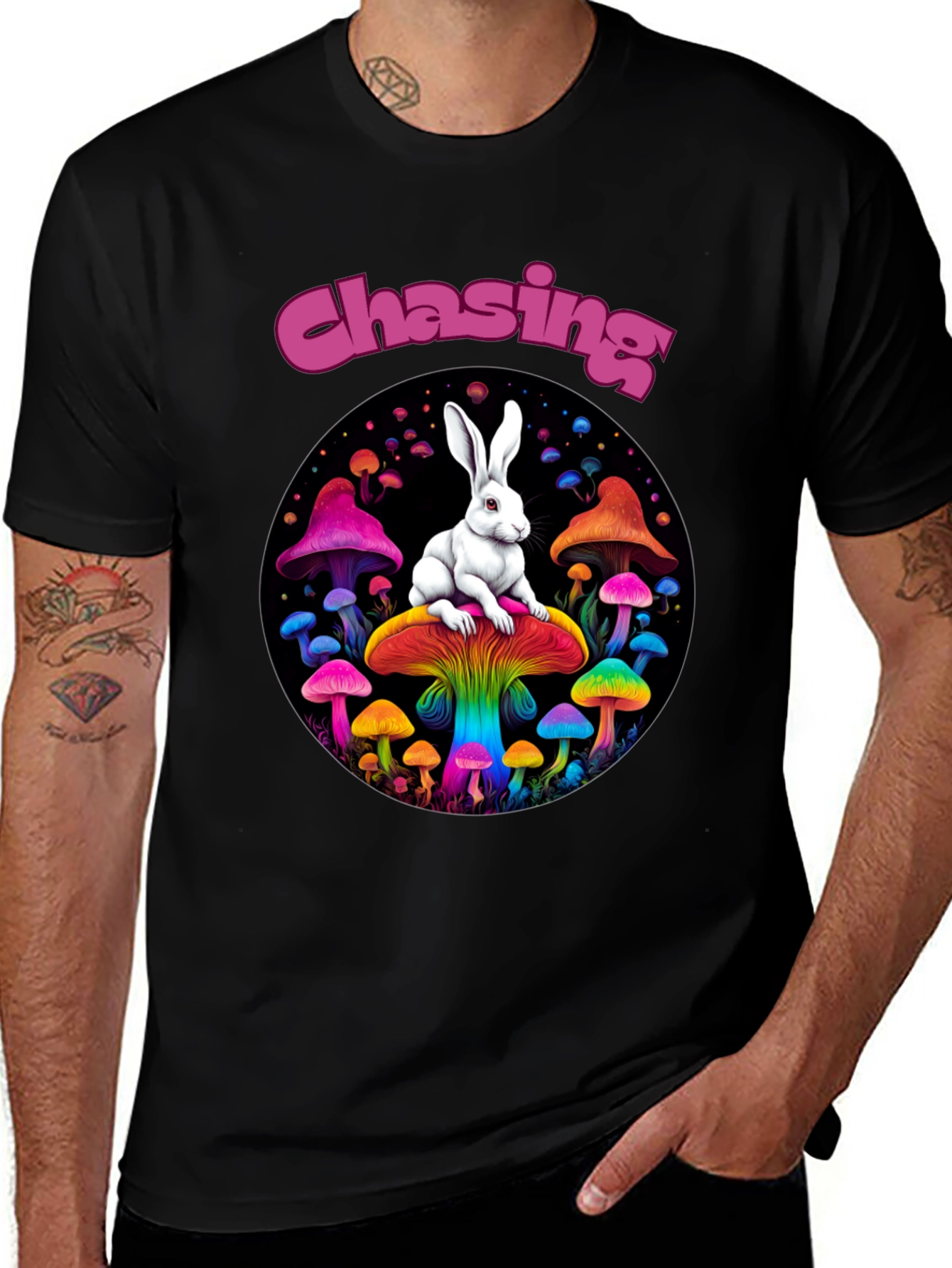 Chasing Rabbit Mushroom Graphic Tee