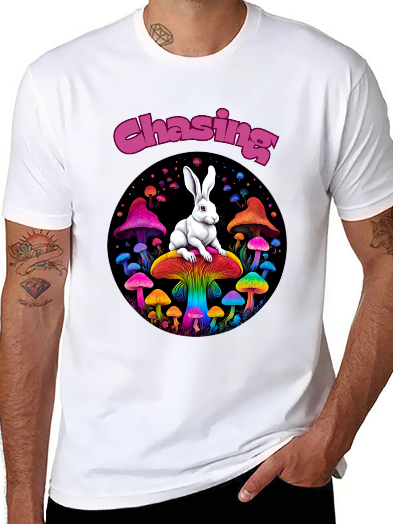 Chasing Rabbit Mushroom Graphic Tee