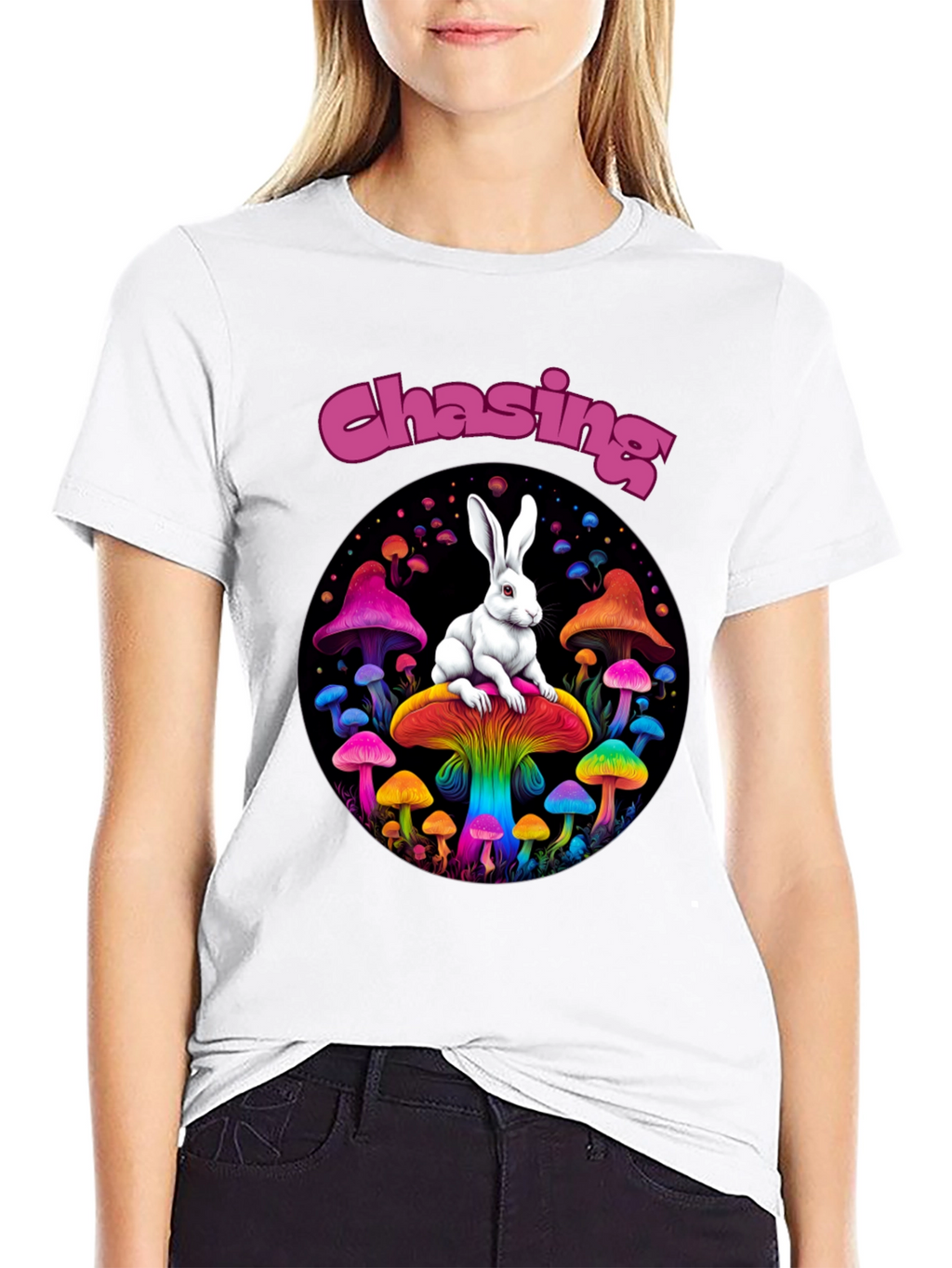 Chasing Rabbit Mushroom Graphic Tee