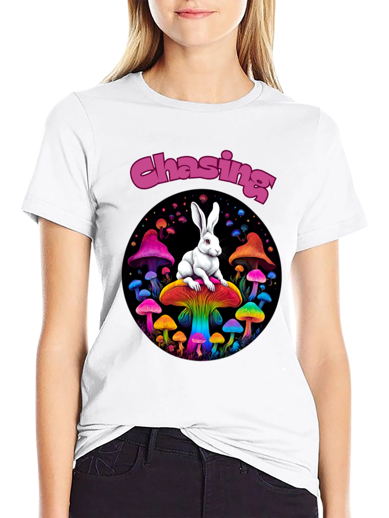 Chasing Rabbit Mushroom Graphic Tee