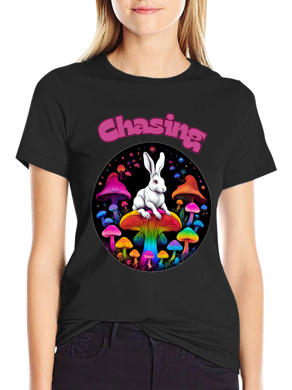 Chasing Rabbit Mushroom Graphic Tee