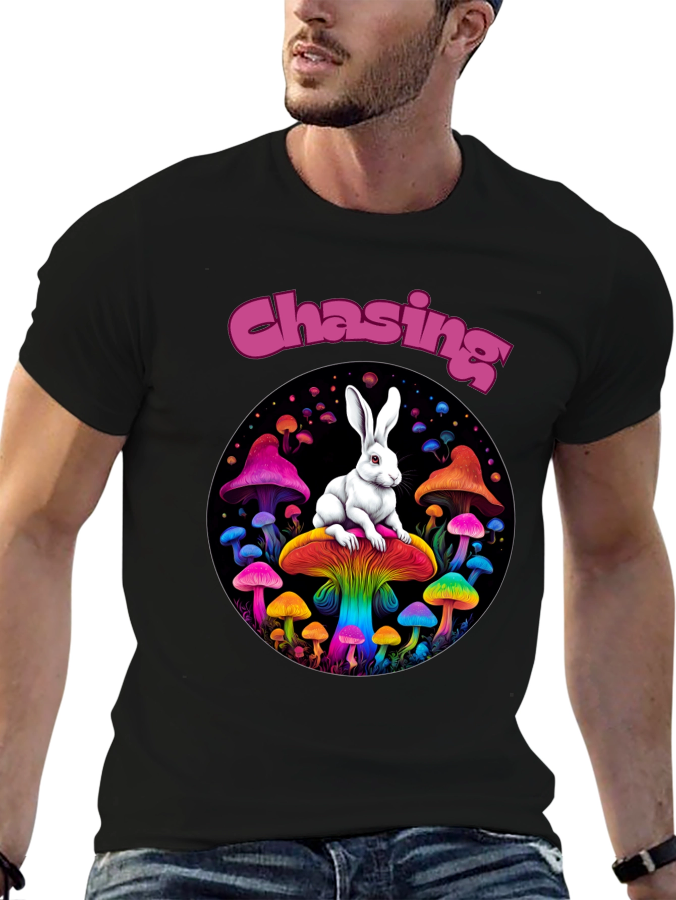 Chasing Rabbit Mushroom Graphic Tee