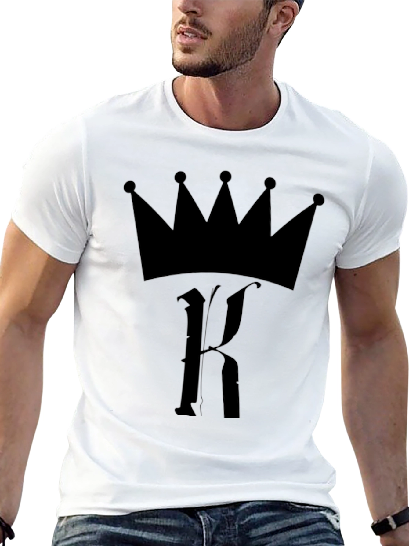 King Crown Initial K Black T-Shirt - Urban Style
