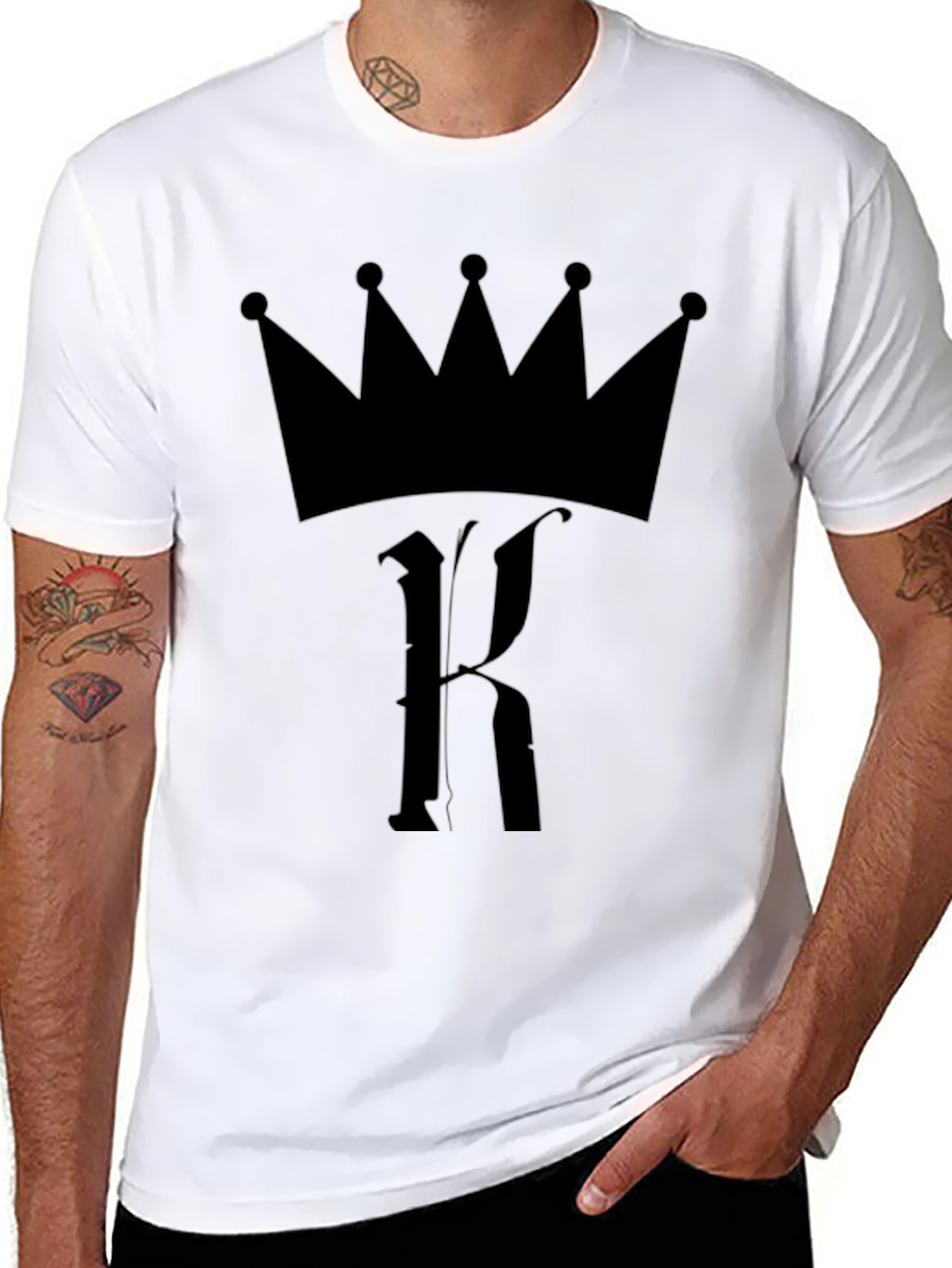 King Crown Initial K Black T-Shirt - Urban Style