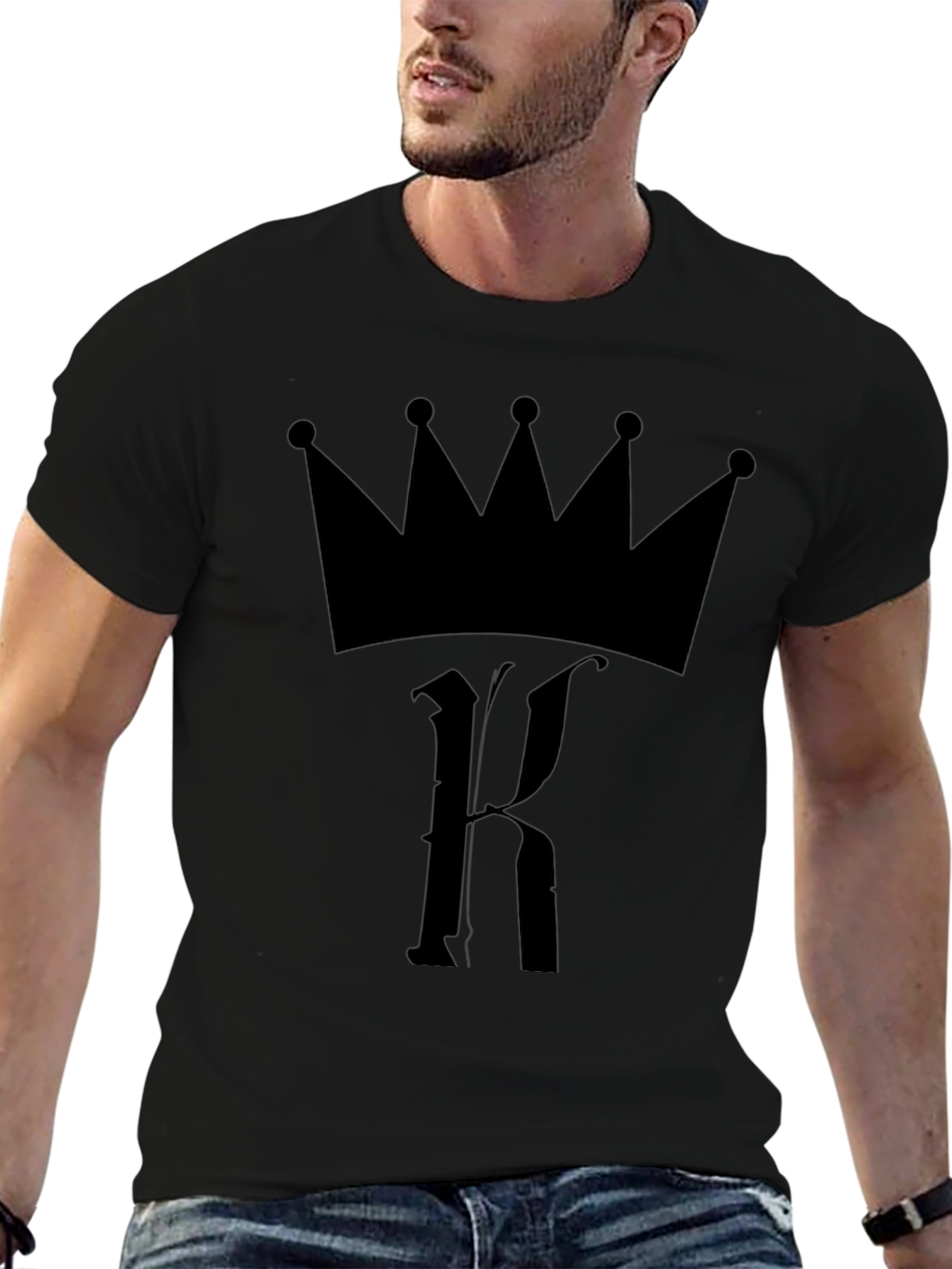 King Crown Initial K Black T-Shirt - Urban Style