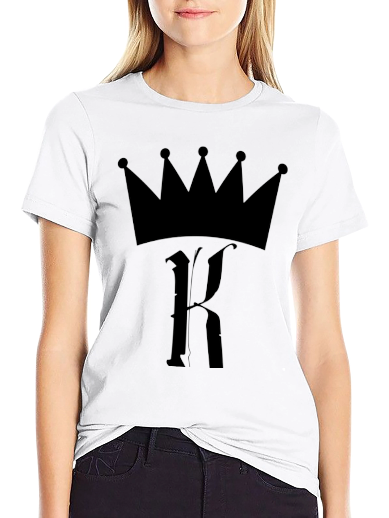 King Crown Initial K Black T-Shirt - Urban Style
