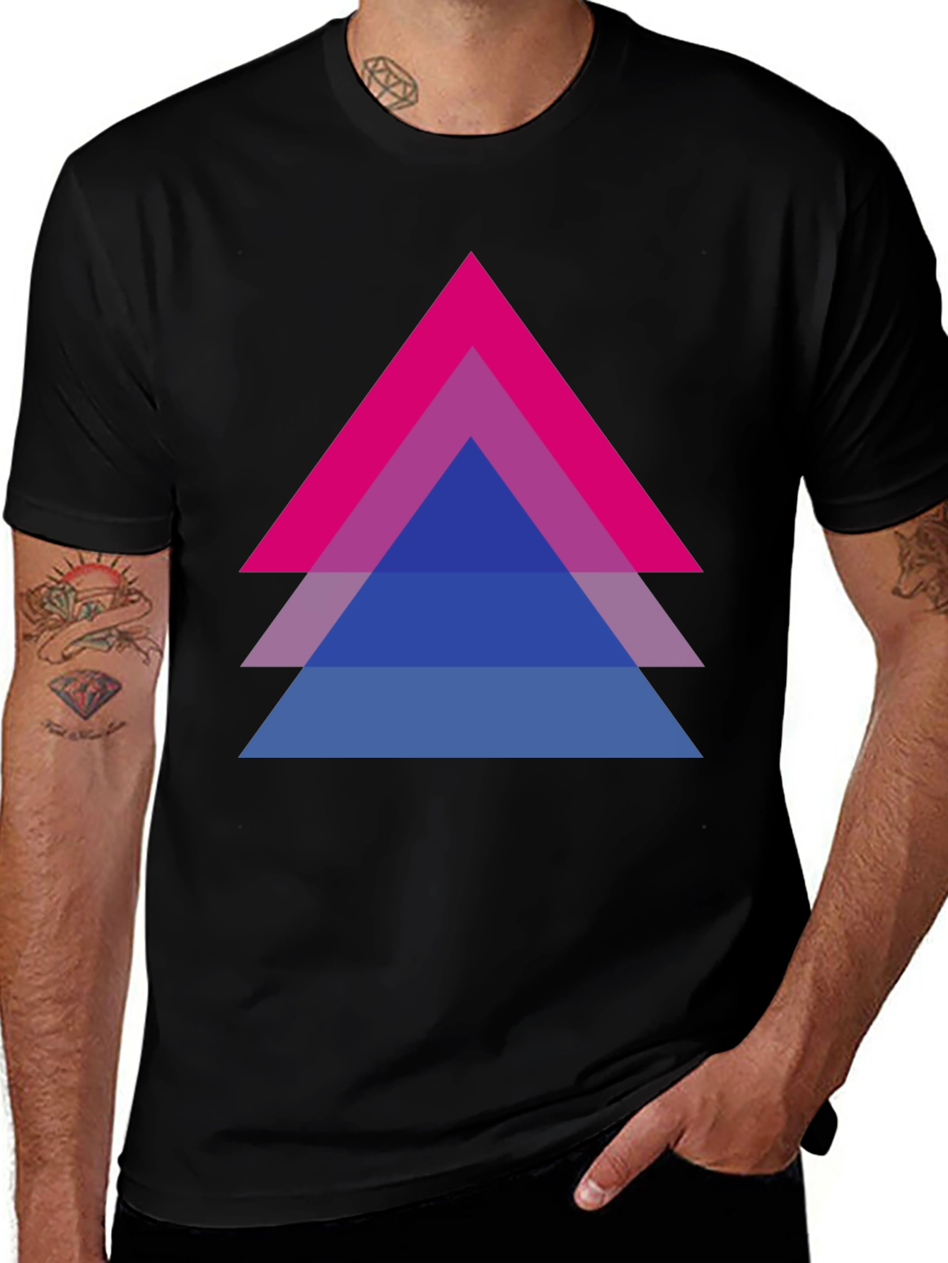 Bisexual Pride Triangle Graphic Tee - Black