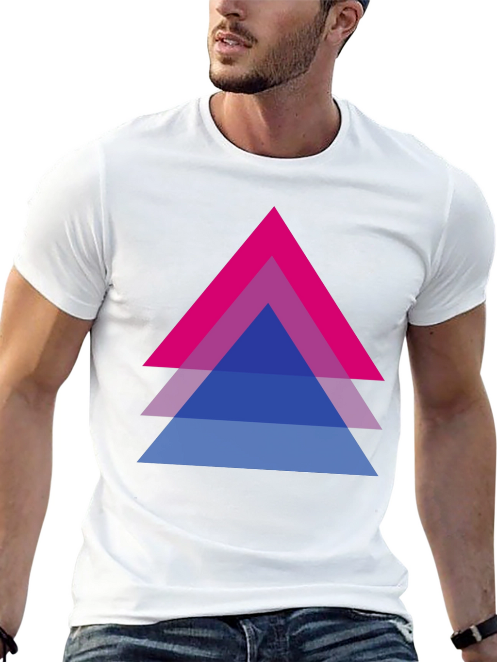 Bisexual Pride Triangle Graphic Tee - Black