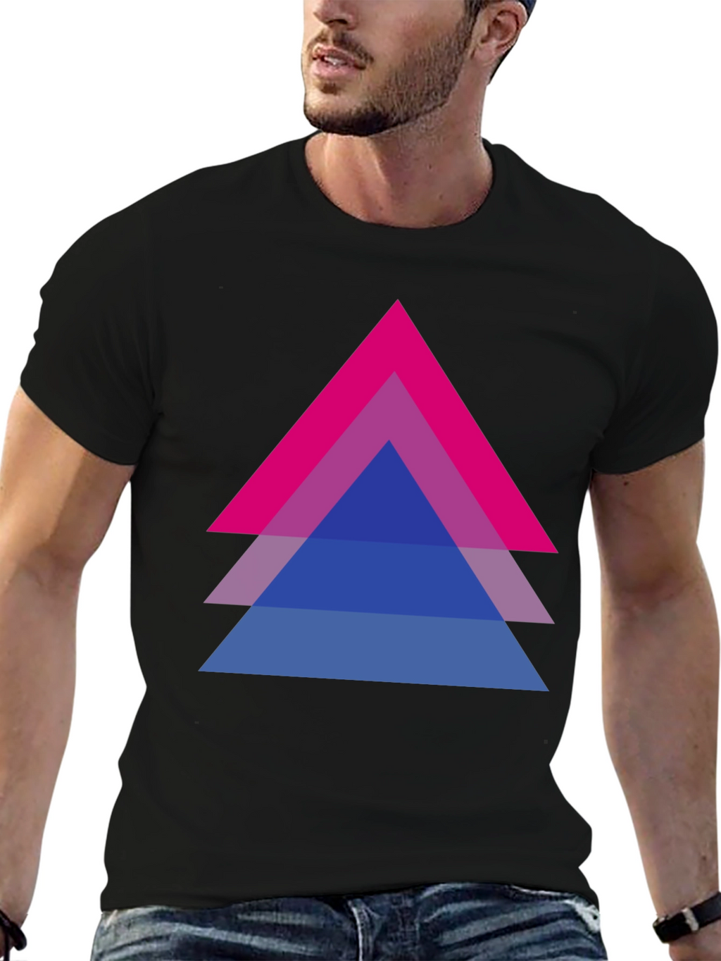 Bisexual Pride Triangle Graphic Tee - Black