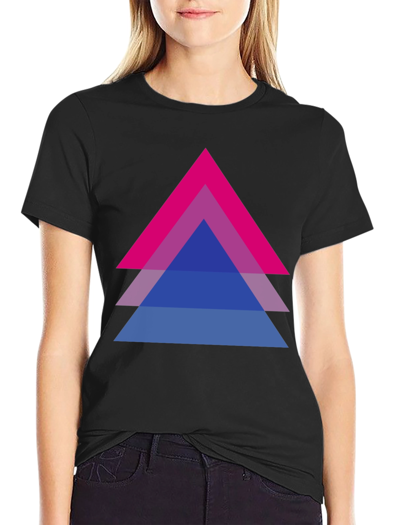 Bisexual Pride Triangle Graphic Tee - Black