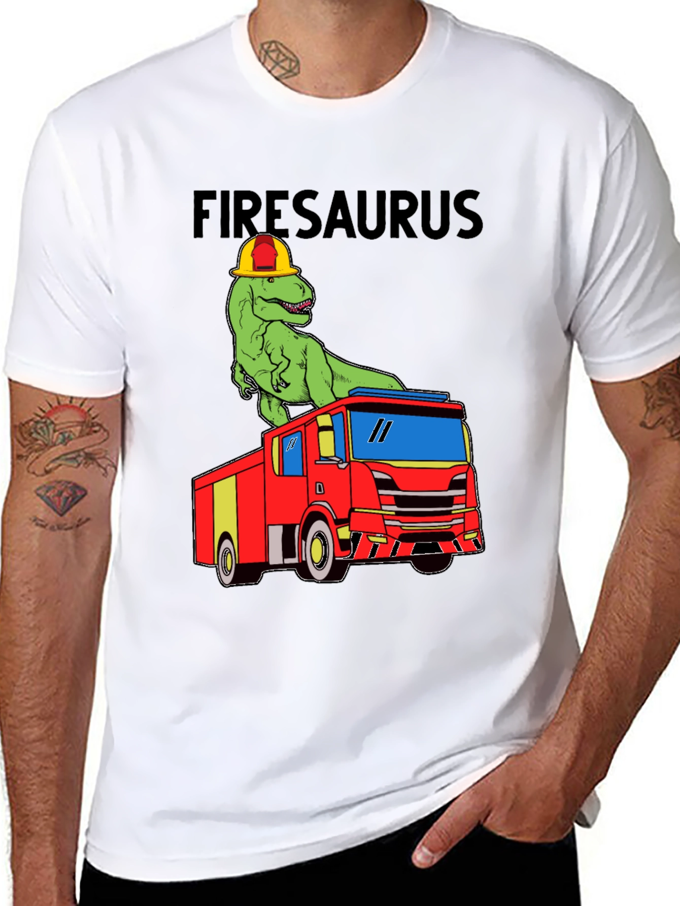 Firesaurus T-Shirt - Dinosaur Fire Truck Tee