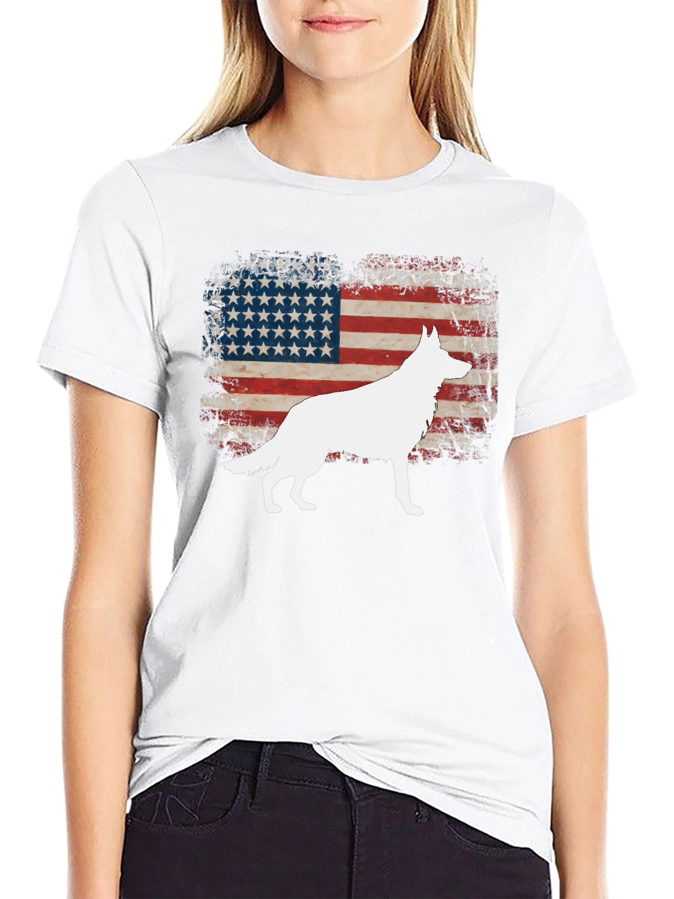 Patriotic Dog American Flag T-Shirt