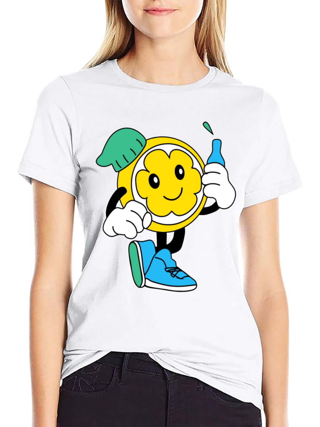 Cartoon Character Graphic Black T-Shirt