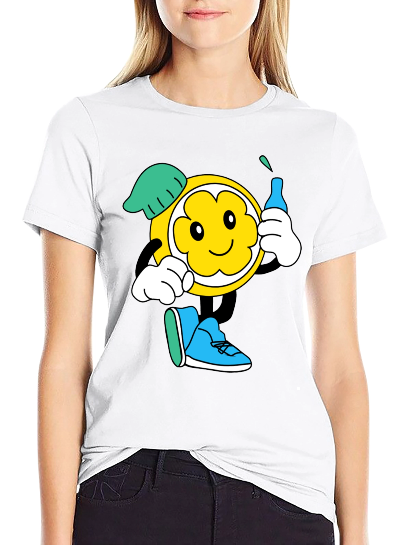 Cartoon Character Graphic Black T-Shirt