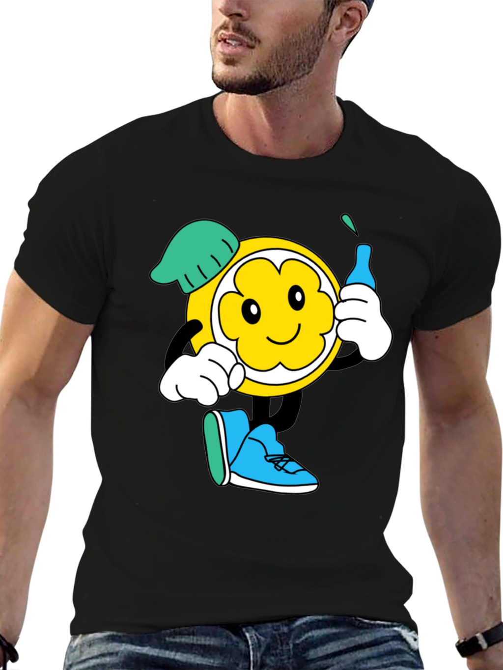 Cartoon Character Graphic Black T-Shirt