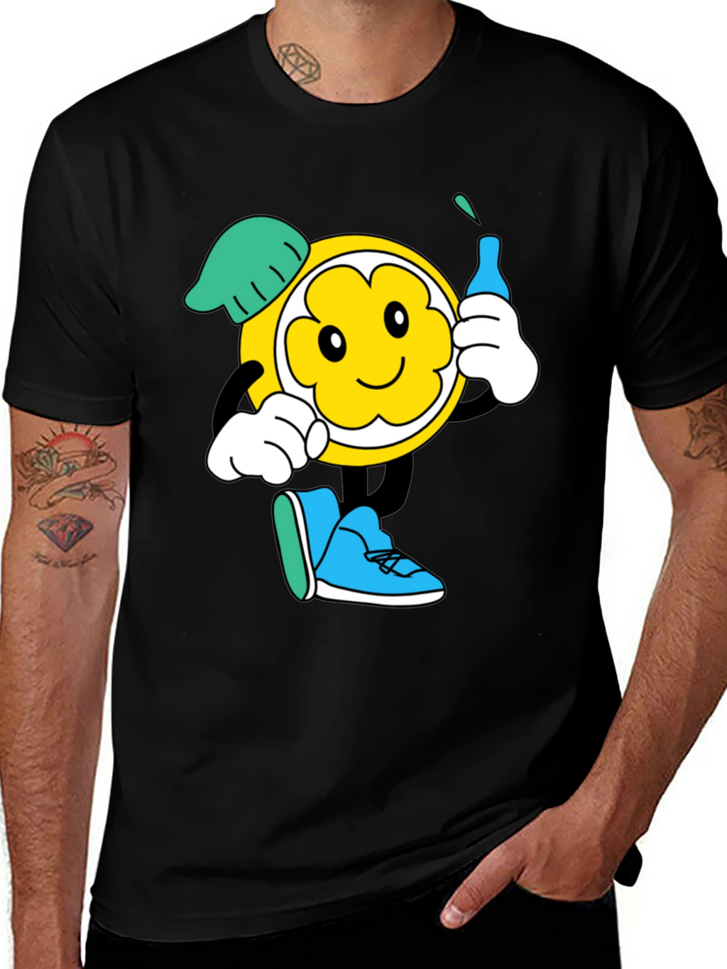 Cartoon Character Graphic Black T-Shirt