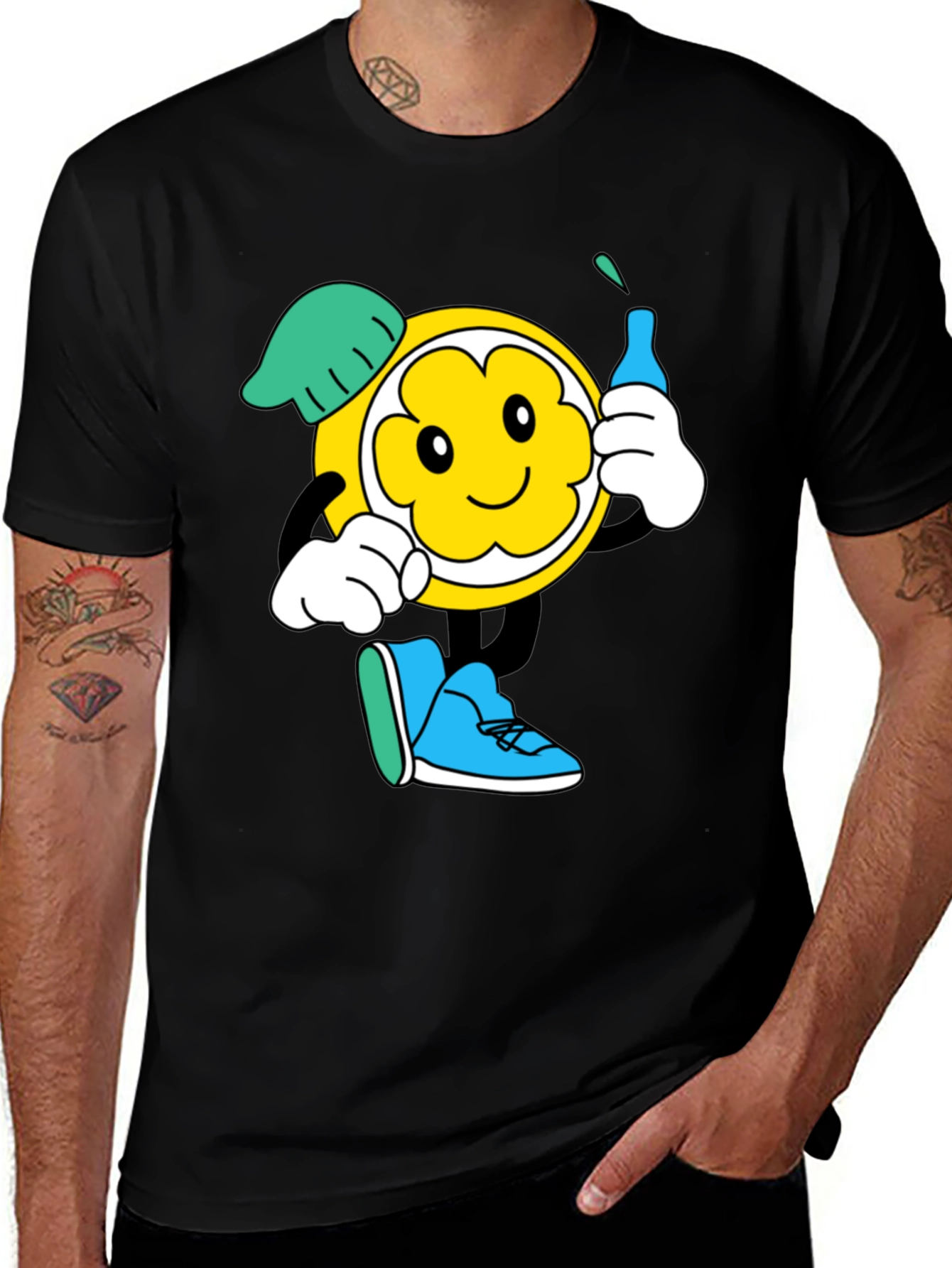 Cartoon Character Graphic Black T-Shirt