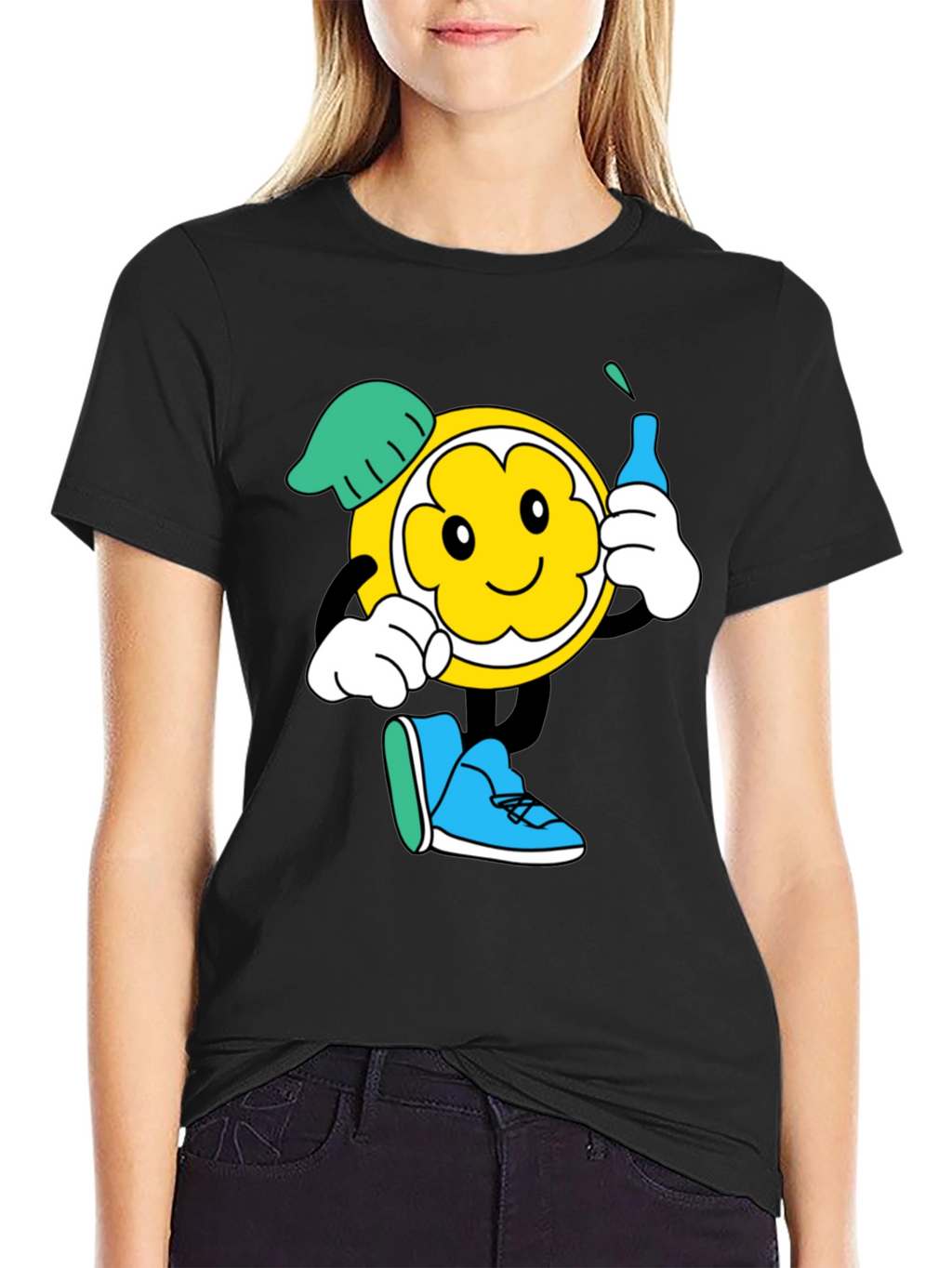 Cartoon Character Graphic Black T-Shirt