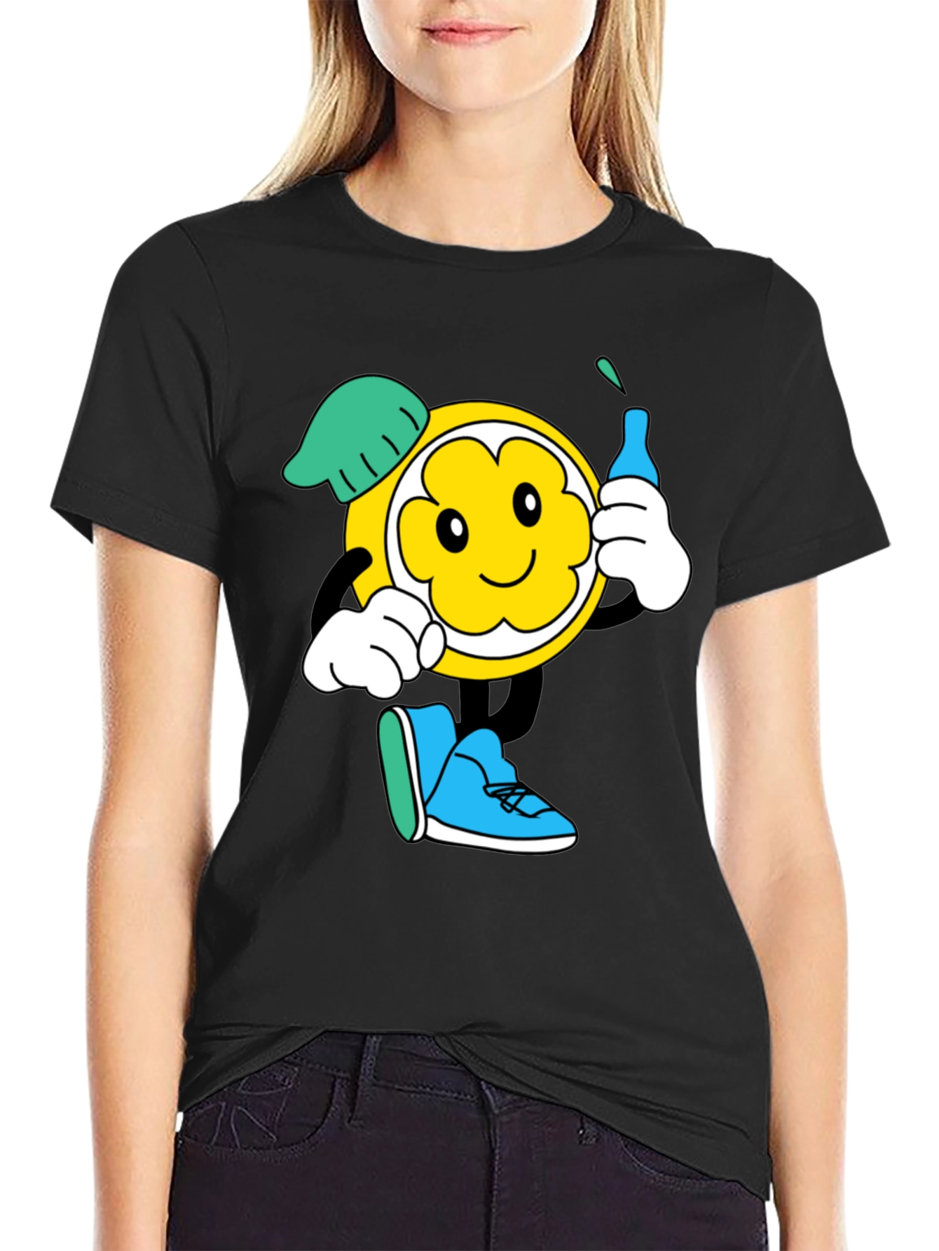 Cartoon Character Graphic Black T-Shirt
