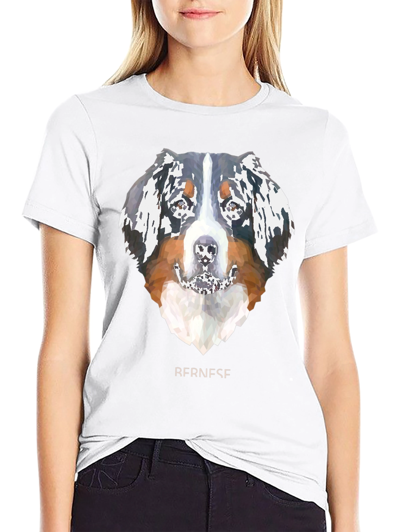 Geometric Bernese Mountain Dog Graphic Tee - Black