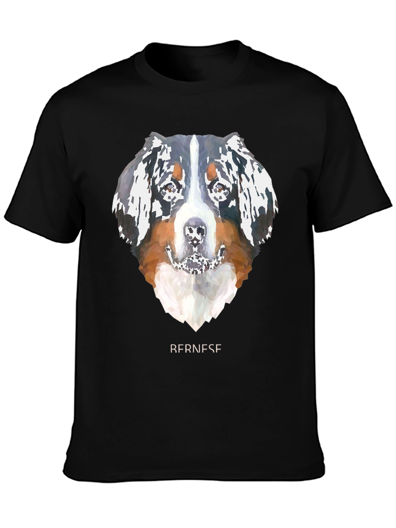 Geometric Bernese Mountain Dog Graphic Tee - Black
