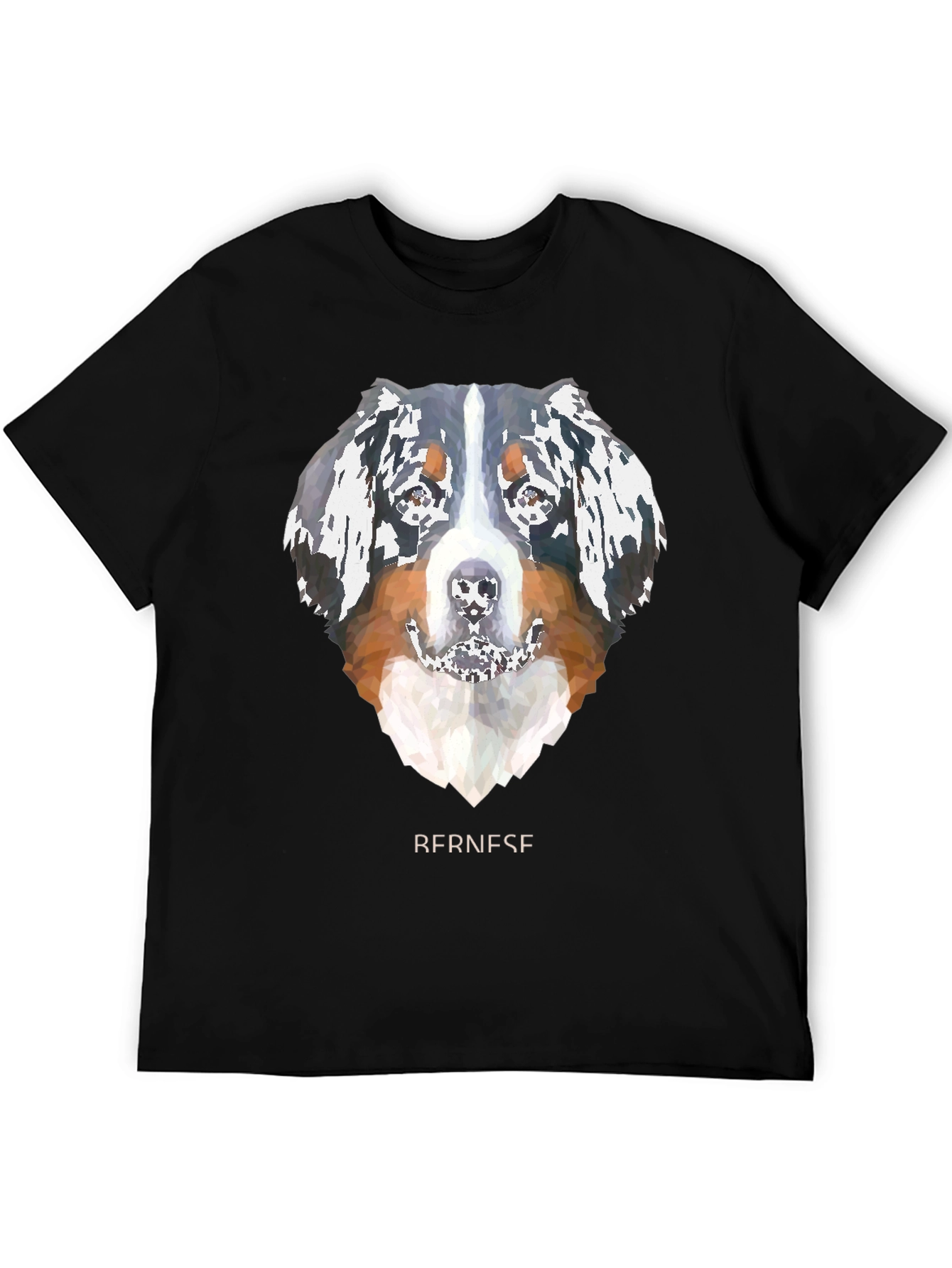 Geometric Bernese Mountain Dog Graphic Tee - Black