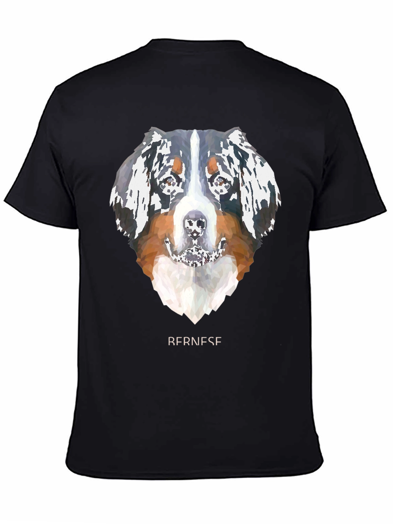 Geometric Bernese Mountain Dog Graphic Tee - Black