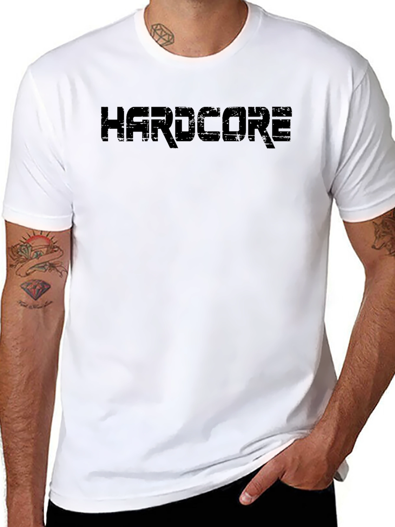 Hardcore Black Graphic Tee - Mens Crew Neck
