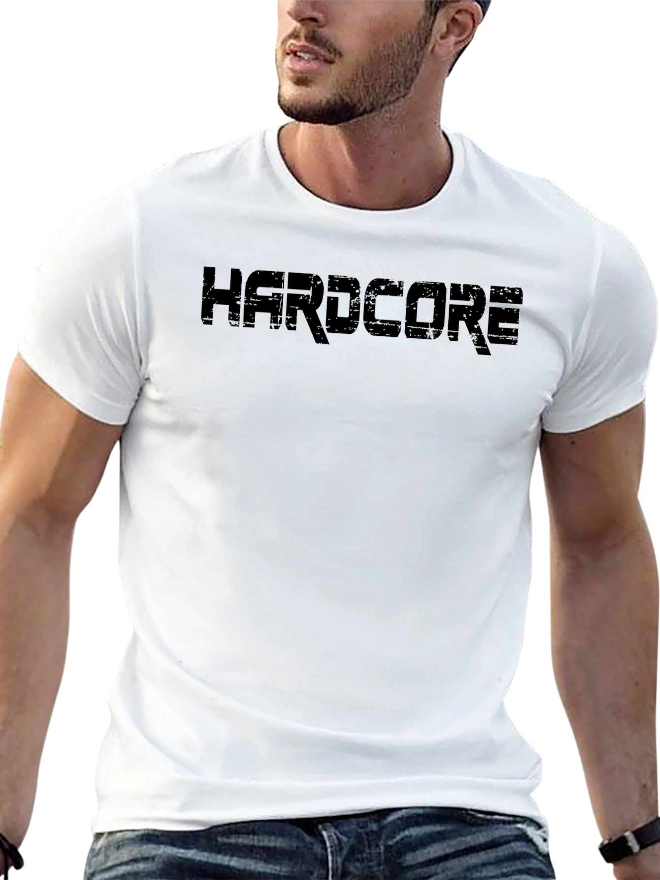 Hardcore Black Graphic Tee - Mens Crew Neck