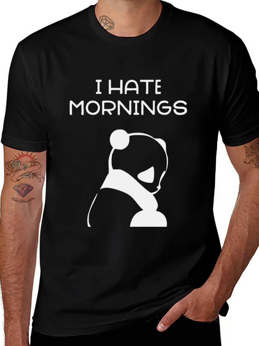 I Hate Mornings Panda Graphic T-Shirt