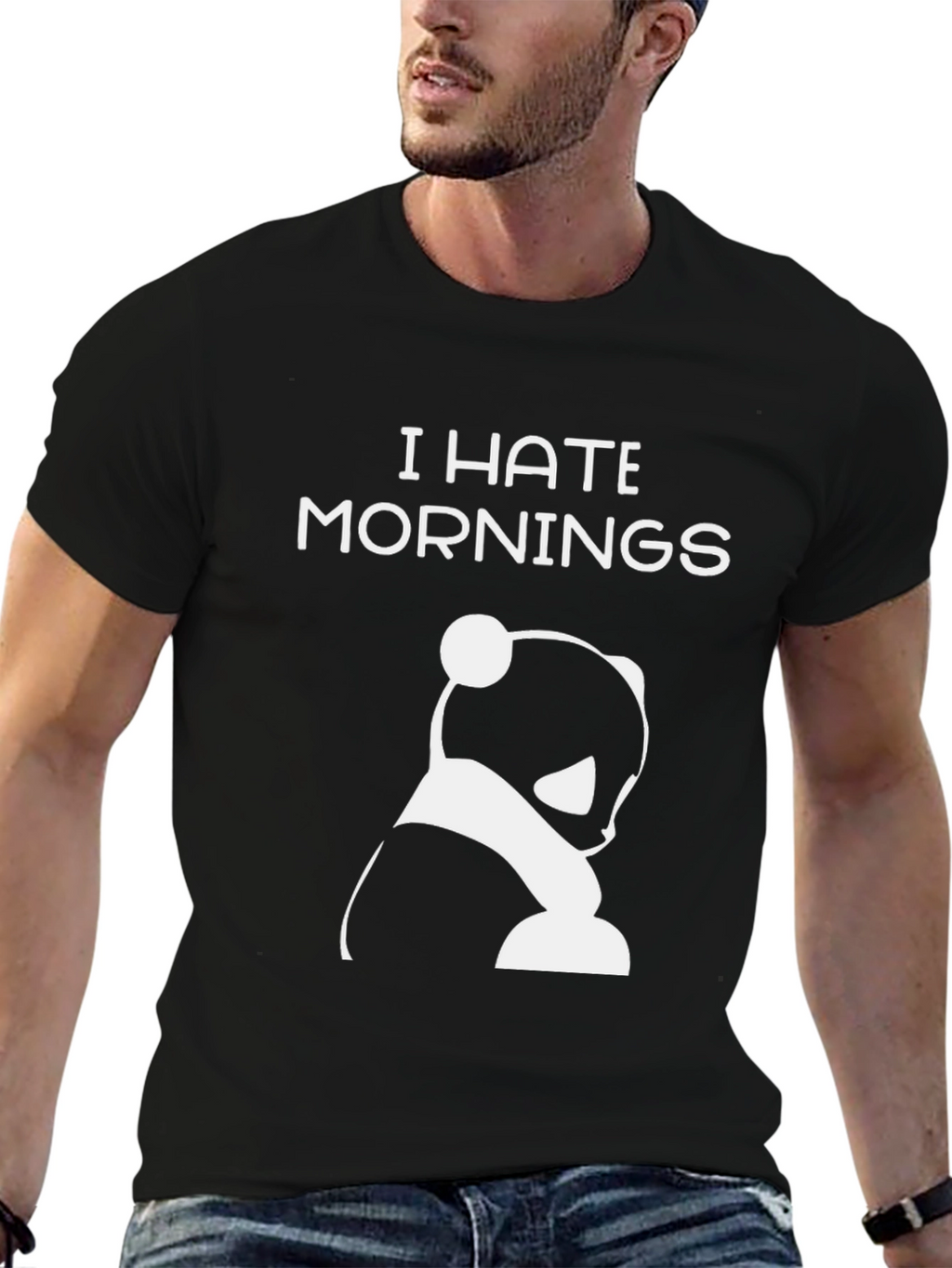 I Hate Mornings Panda Graphic T-Shirt