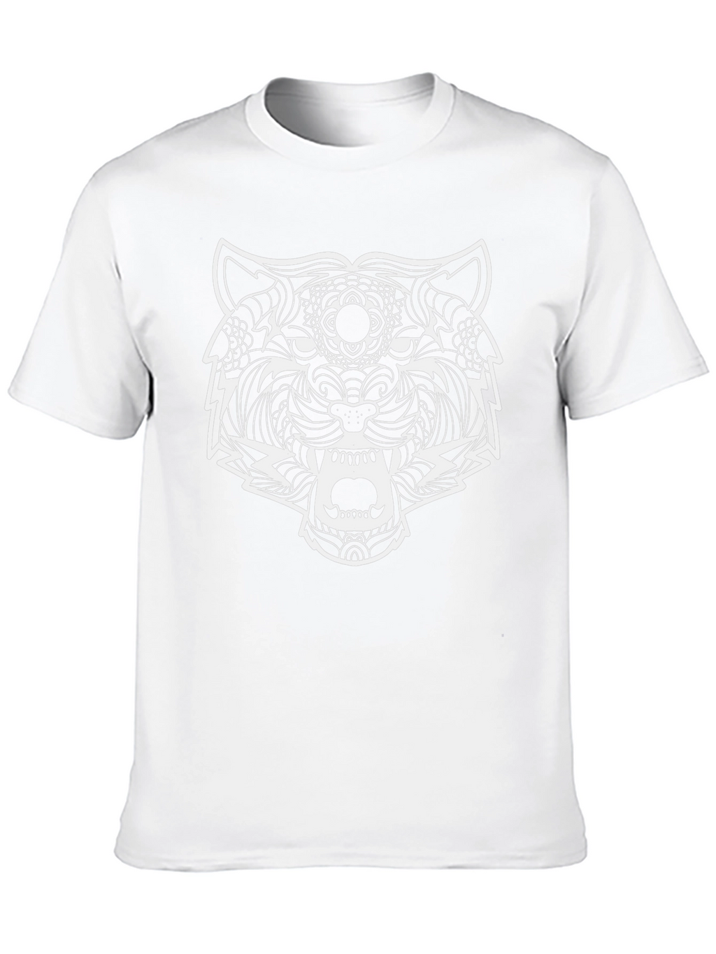Black T-Shirt with Ornate Tiger Graphic