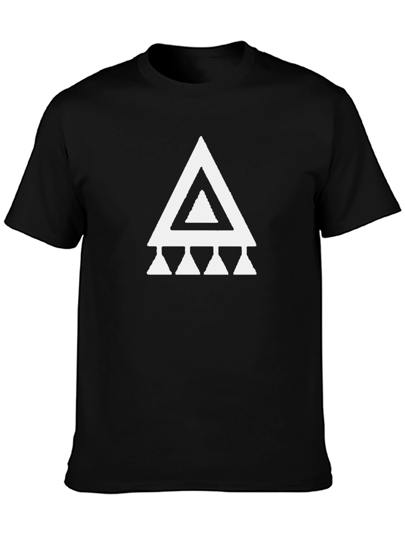 Geometric Triangle Graphic Tee - Black