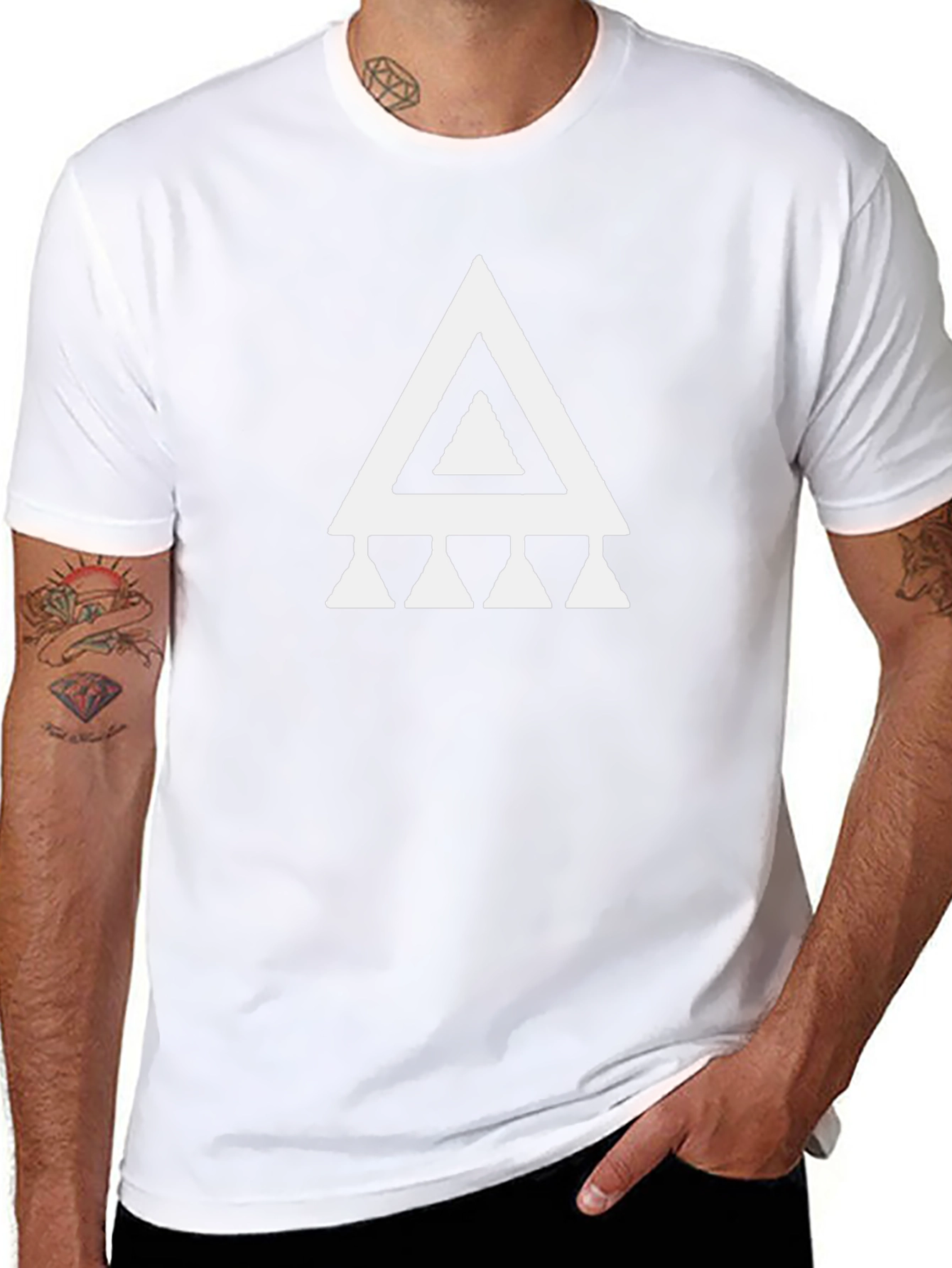 Geometric Triangle Graphic Tee - Black