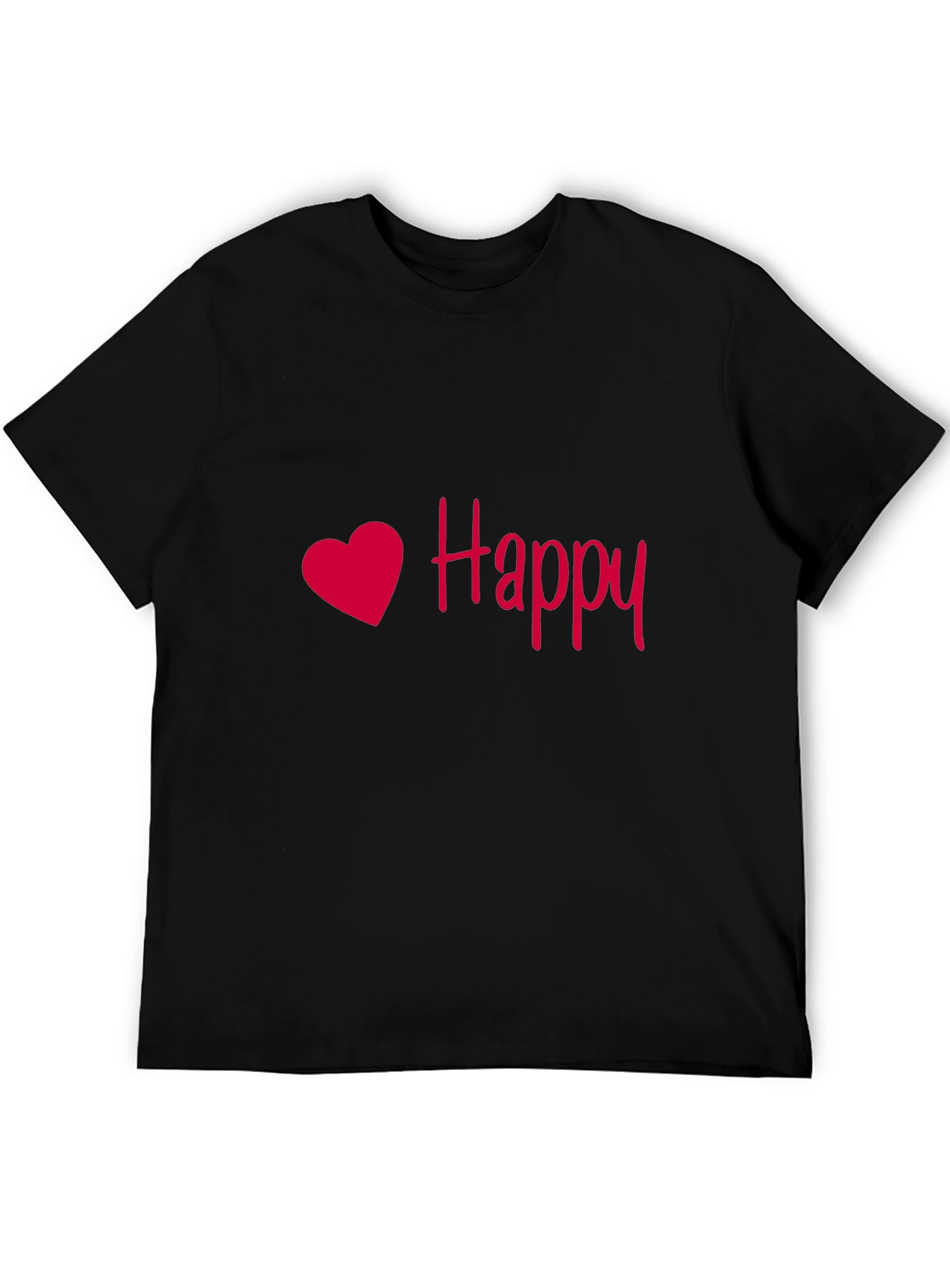 Happy Heart Black T-Shirt - Soft & Stylish