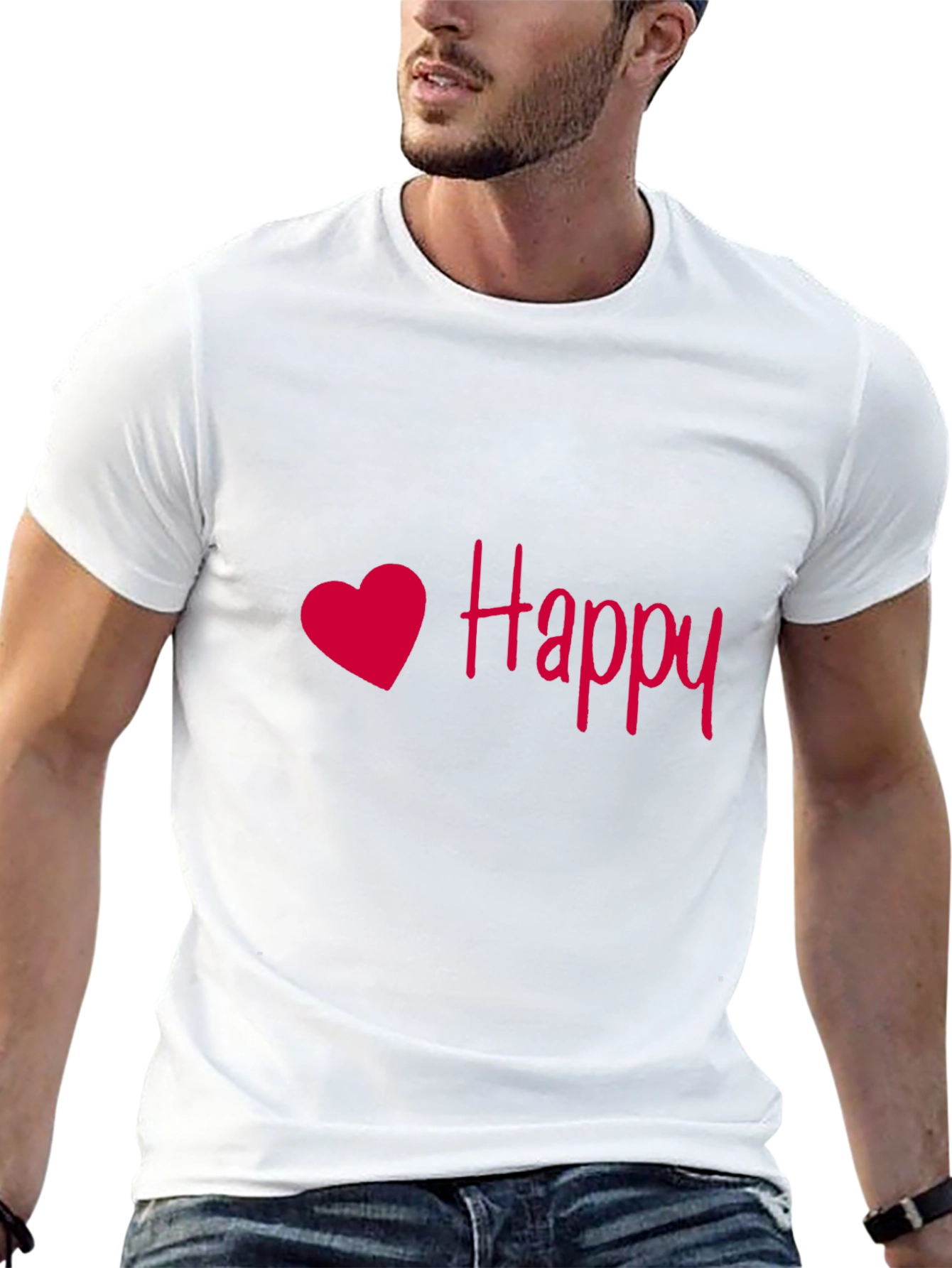 Happy Heart Black T-Shirt - Soft & Stylish