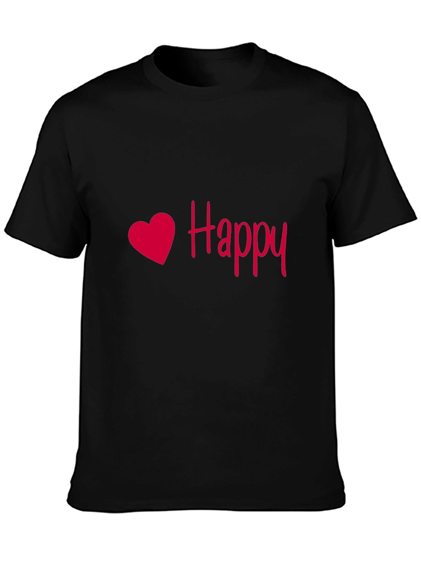 Happy Heart Black T-Shirt - Soft & Stylish