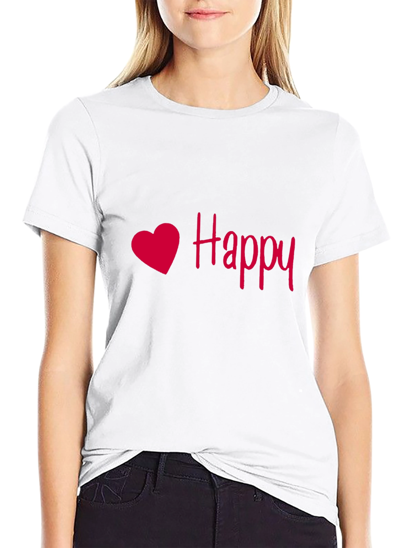 Happy Heart Black T-Shirt - Soft & Stylish
