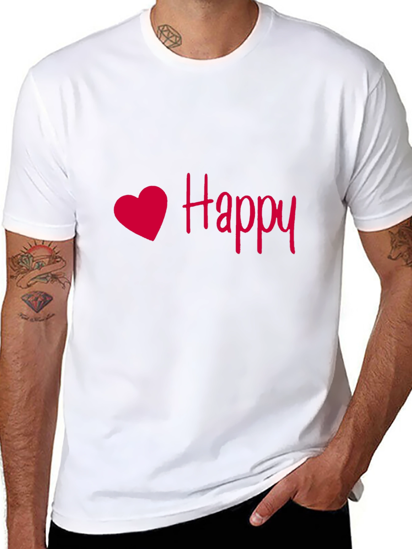 Happy Heart Black T-Shirt - Soft & Stylish