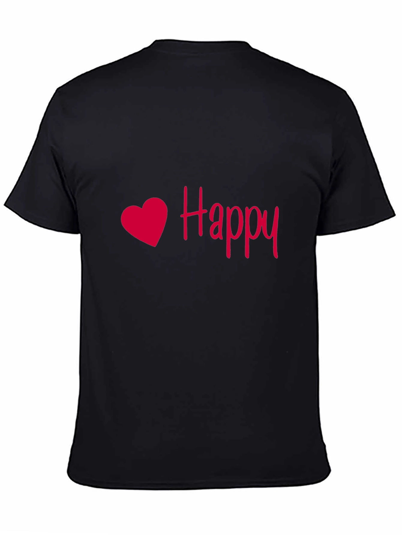 Happy Heart Black T-Shirt - Soft & Stylish