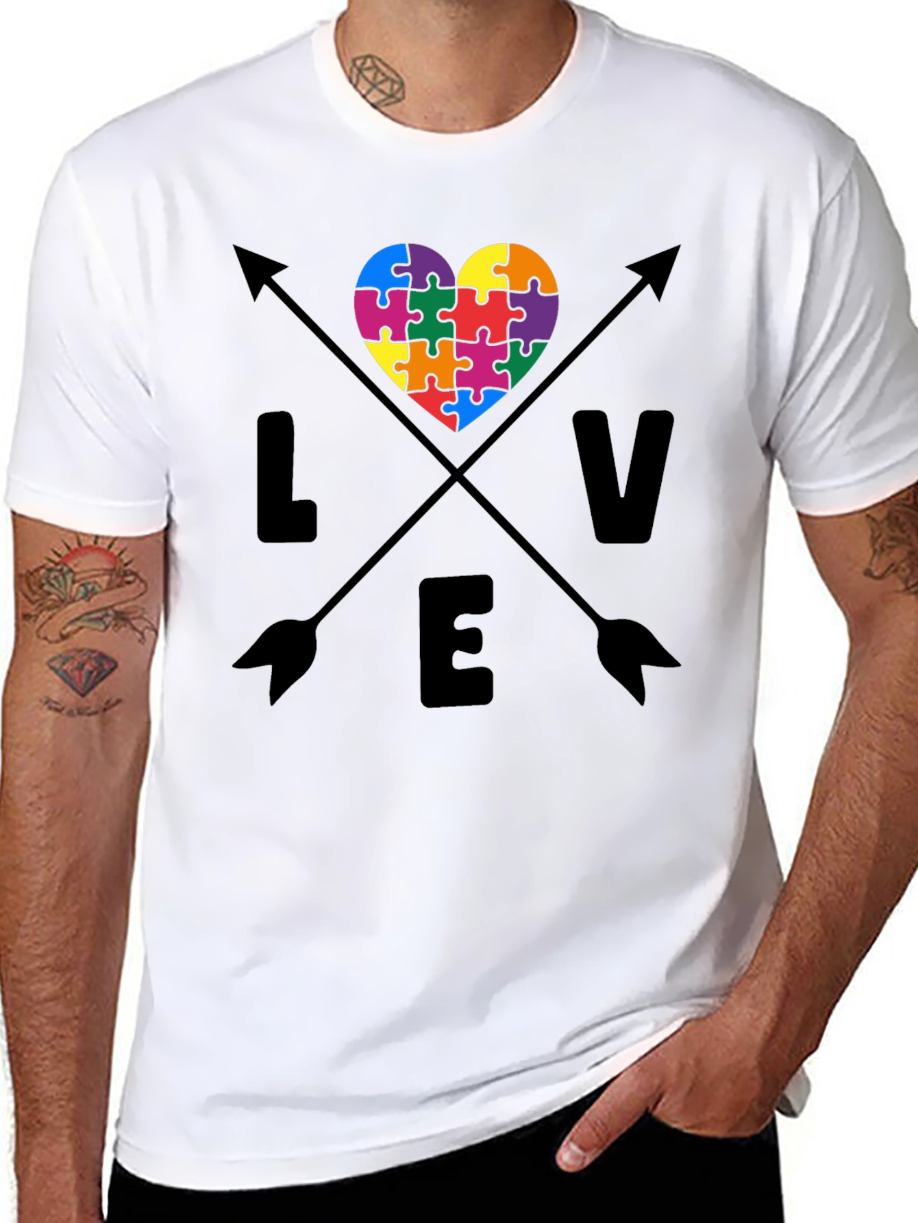 Love Autism Awareness Arrow Tee Shirt