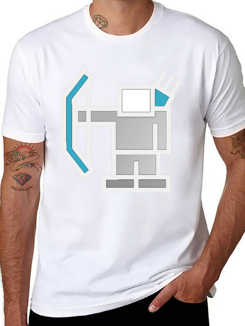 Geometric Archer Graphic Tee - Retro Style