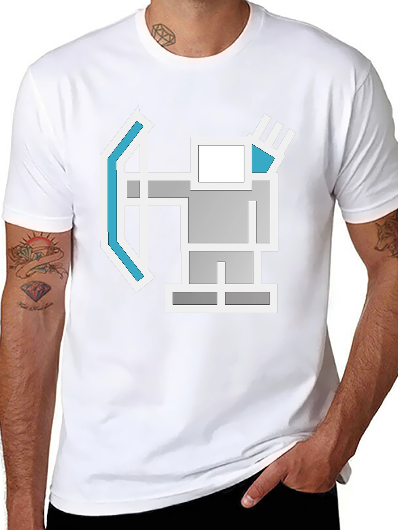 Geometric Archer Graphic Tee - Retro Style