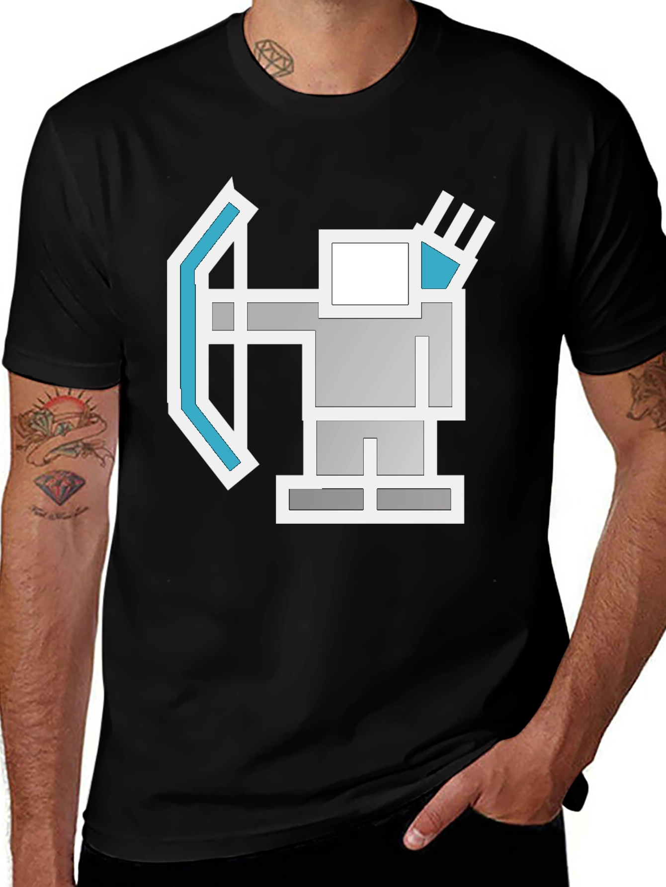 Geometric Archer Graphic Tee - Retro Style